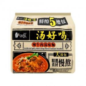 白象汤好喝-辣牛肉味汤面5连包